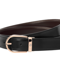 Alternative view of Mont Blanc Black Leather Belt With Silver Pin Hook Buckle