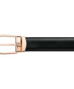 Mont Blanc Black Leather Belt With Silver Pin Hook Buckle - Image 3