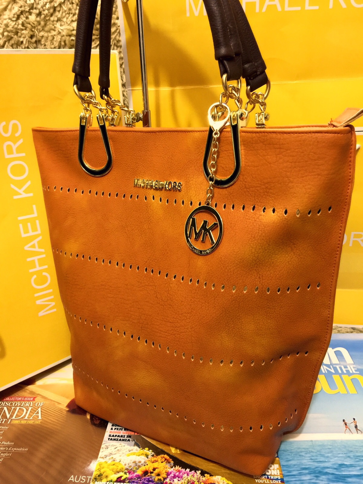 MICHAEL KORS: Michael Jet Set bag in coated canvas with all-over monogram -  Yellow Cream | MICHAEL KORS mini bag 32F1GJ6W6B online at GIGLIO.COM