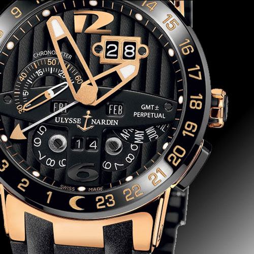 1186-126/42 Ulysse Nardin Marine Chronometer Manufacture - Rose Gold Black  Dial Watch